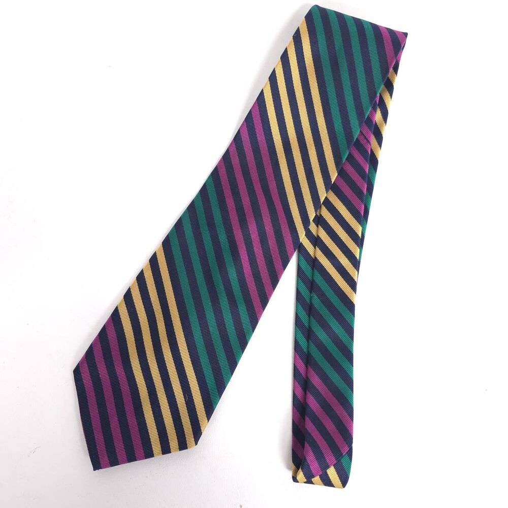 CHAPS Ralph Lauren Vintage‎ Tie Striped Multicolor Classic Wide Necktie USA Made